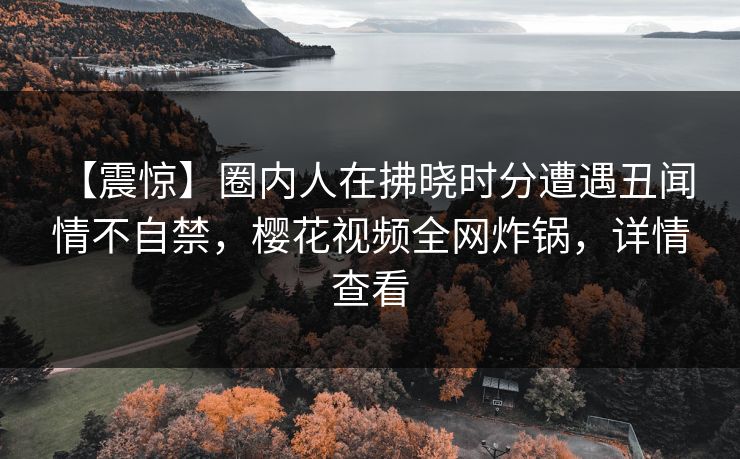 【震惊】圈内人在拂晓时分遭遇丑闻 情不自禁，樱花视频全网炸锅，详情查看